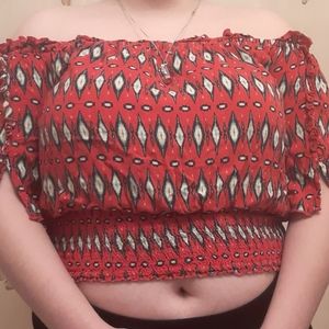 Red Off The Shoulder Cropped Top